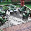 6'x9' Outdoor Rugs Patio Waterproof Outside Mat Reversible Plastic Camping Carpet,Black & Grey