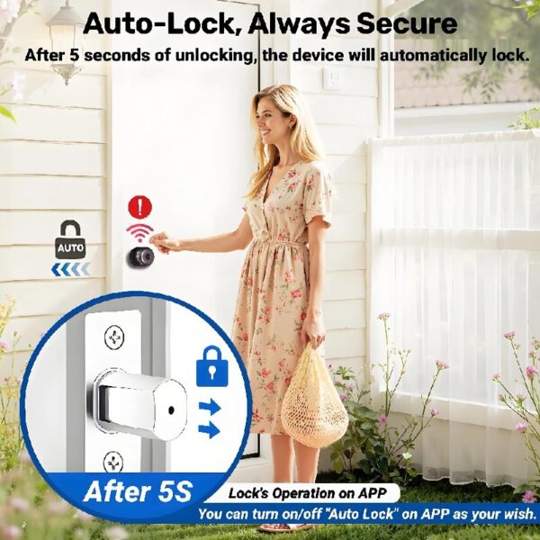 Smart Door Knob, Keyless Smart Door Lock Smart Deadbolt with App Control & Fingerprint & 2 Keys,Electronic Door Lock for Home, Apartment, Office,Bronze