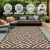6'x 9' Outdoor Rug Plastic Waterproof Outside Foldable Mat UV Resistant Patio RV Deck Carpet,Black Brown