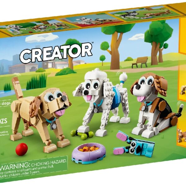 Creator 3 in 1 Adorable Dogs Building Toy Set, Small Toys for Christmas, Gift for Dog Lovers, Build a Beagle, Poodle, and Labrador or Rebuild into Dachshund, Husky, Pug, or Mini Schnauzer, 31137