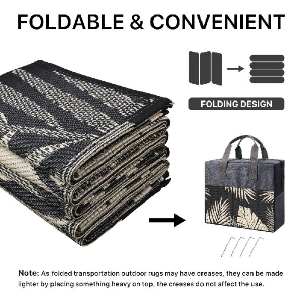6'x9' Outdoor Rugs Patio Waterproof Outside Mat Reversible Plastic Camping Carpet,Black & Brown
