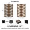 Outdoor Rug 6'x9' Waterproof Patio Rug Reversible Indoor Outdoor Rug Lightweight Plastic Straw Rug for RV Camping Deck Balcony Boho Porch Decor Dark Grey and White