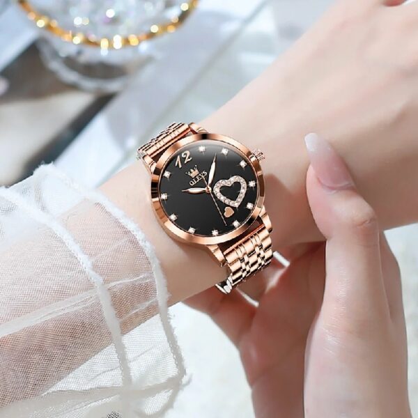 Women Watch Fashion Rose Gold Diamond Analog Quartz Female Watch for Women Luxury Dress Ladies Stainless Steel Luminous Waterproof Date Wrist Watches Green Dial