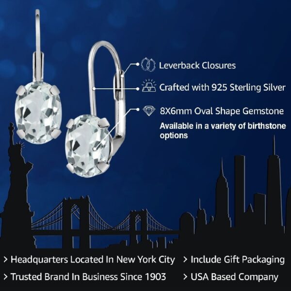 Gem Stone King 925 Sterling Silver Oval Cabochon White Simulated Opal Earrings for Women (2.10 Cttw, Oval 8X6MM)