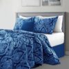 Lux Decor Collection 5 Piece Queen Down Alternative Comforter Set, Washable Duvet Bedding Set - Quatrefoil Navy