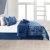 Lux Decor Collection 5 Piece Queen Down Alternative Comforter Set, Washable Duvet Bedding Set - Quatrefoil Navy