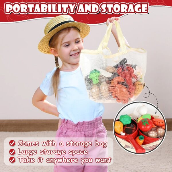 Play Food 34 Pcs, Kitchen Set for Kids, Kitchen Toys, Pretend Play Kitchen Accessories, Cutting Toy Food with Pans, Pot and Utensils, Preschool Learning Education Toddler Toys, Gifts for Girls Boys