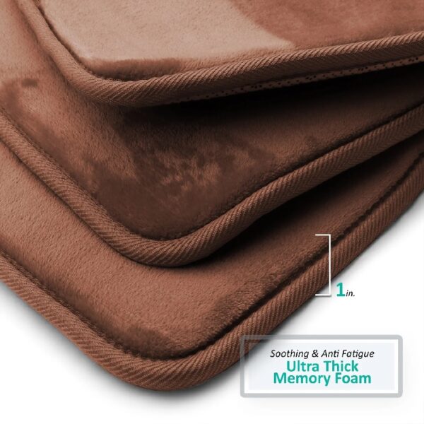 Nestl Set of 3 Absorbent Memory Foam Bath Mat Bathroom Rugs, Gray, Large 20