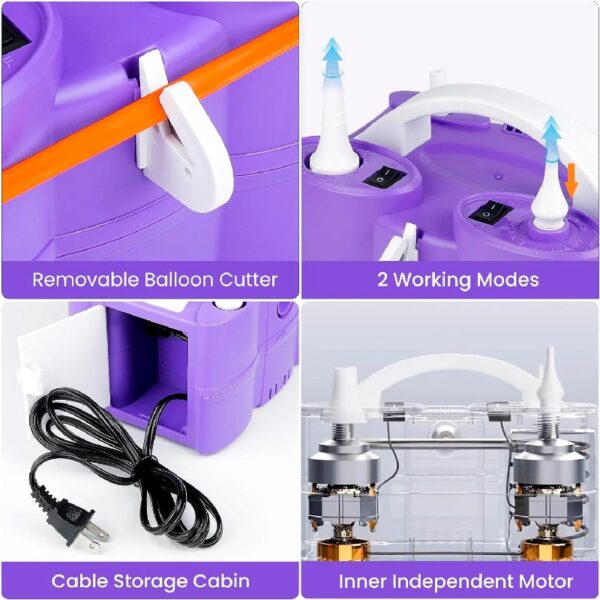 Electric Air Balloon Pump | 3-in-1 Air Pump for Inflatables，Long Animal Twisty Balloon, Foil Balloons, Quick-Fill 110V AC Inflator Deflator Great for Pool Floats Air Mattress Inflatables Purple Color