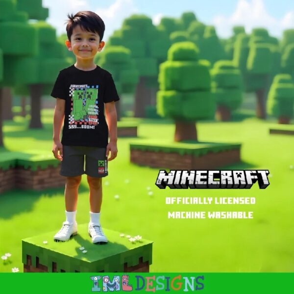 Creeper Boys 3-Piece Set - Short Sleeve Graphic T-Shirt, Shorts & Socks - Complete Summer Outfit for Kids (Sizes 4-16)