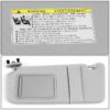 ZTL-Y-0144-GY For 2007 to 2011 Toyota Camry Factory Style Left Driver Side Sun Visor Sunshade without Vanity Light Grey 08 09 10