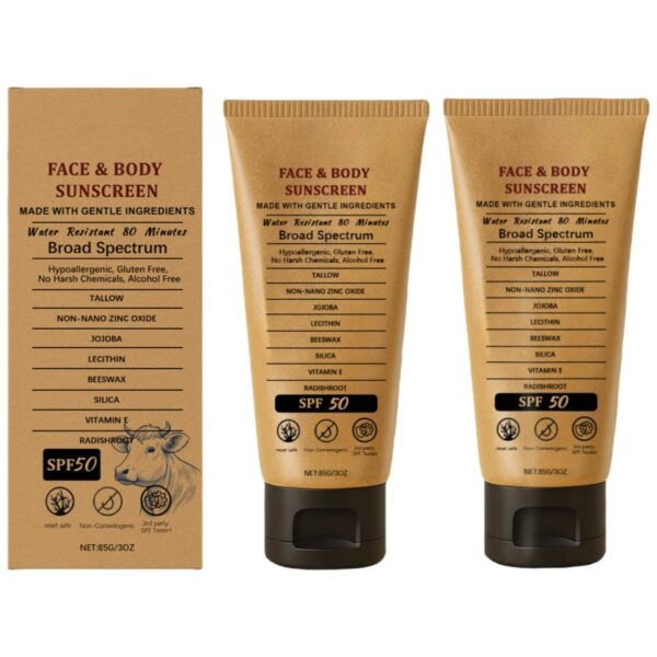 Sunscren Non Greasy Organic Natural Sol Beef Tallow
