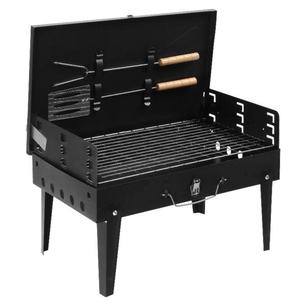 Portable Grill Charcoal Grill BBQ Grill Square Design Black