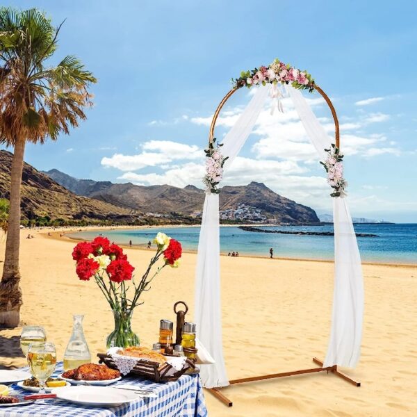 Garfans 7.9FT Wedding Arch  for Birthday Decoration Round Backdrop Stand Circle Balloon Arch Frame Halloween Christmas Parties Garland Stand White
