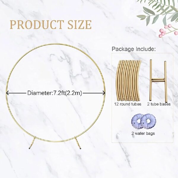 7.2FT Round Aluminum Alloy Backdrop Stand Balloon Arch Kit for Weddings Birthdays Graduations Photo Background