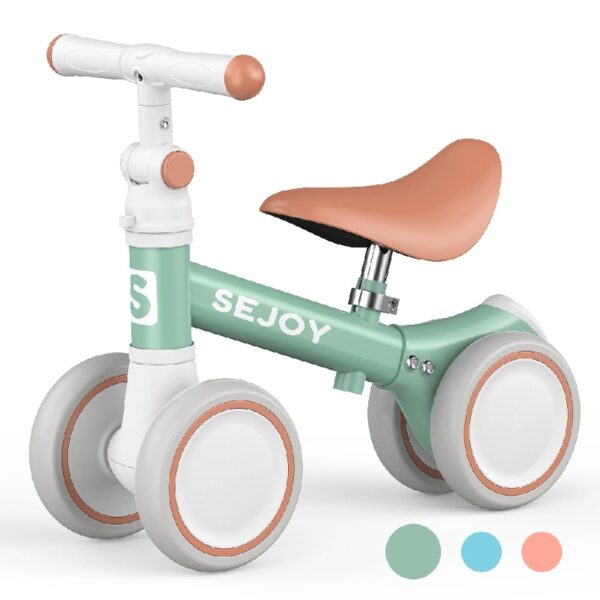 Baby Balance Bike, Toddler Baby Bicycle with 4 Wheels for 10-36 Months, Adjustable Handlebar Baby Outdoor Bike Riding Toy, First B-day Gift