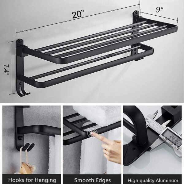 Towel Rack for Bathroom Towel Holder for Bathroom Wall Mounted,Black Towel Bar Storage
