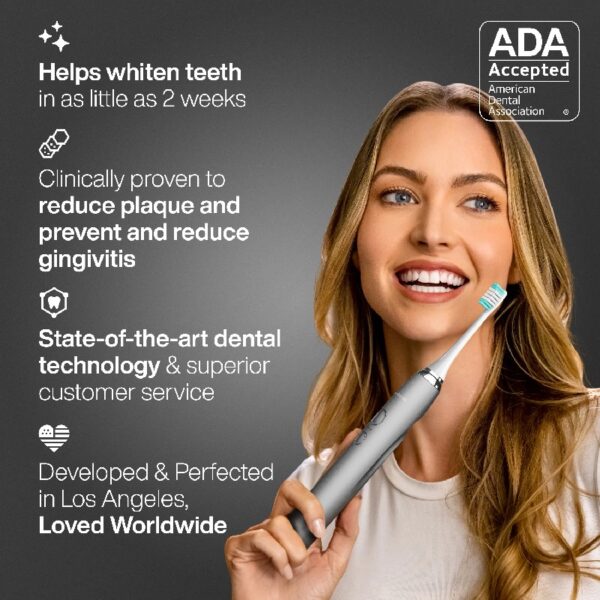 Black Series Electric Toothbrush - Rechargeable, 4 Modes, Travel Case, 8 Brush Heads