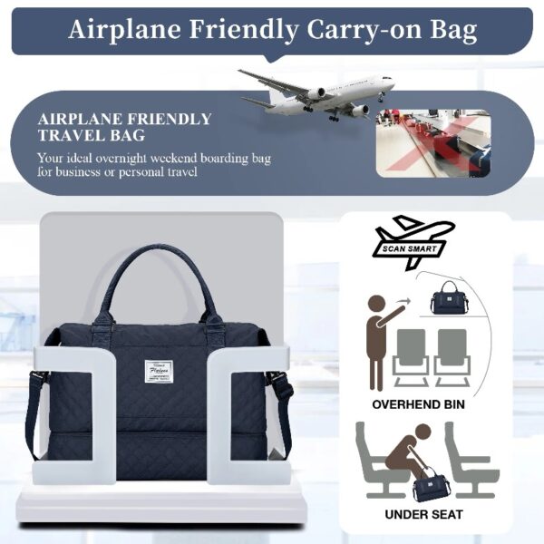 6e2d4df4e30a4d28a713b32d0176a936 Weekender Bags for Women, Travel Duffel Bags with Shoe Compartment,Personal Item Travel Bag for Airlines, Carry on Overnight Tote Bag for women,Beige&Brown