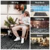 Outdoor Rug 6'x9' Waterproof Patio Rug Reversible Indoor Outdoor Rug Lightweight Plastic Straw Rug for RV Camping Deck Balcony Boho Porch Decor Dark Grey and White