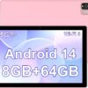 10 inch Android 13 Tablet, 8GB RAM+64GB ROM+512GB Expandable Computer Tablets PC, IPS Screen, 2+8MP Dual Camera, WiFi, BT, Google Certified Tablet