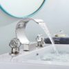 Widespread Bathroom Basin Faucet Crystal Handle Sink Mixer Tap Chrome Finish