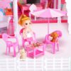 DollHouse with Colorful Light, Pretend Play Toddler Doll House Furniture Sets with 3 Dolls, 9 Rooms DIY , Creative Gift for Girls