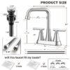 Bathroom Sink Faucet, 4 inch Matte Black Bathroom Faucets with Pop-up Drain and Supply Lines, Stainless Steel 2-Handle Centerset Faucet for Bathroom Faucet 3 Hole