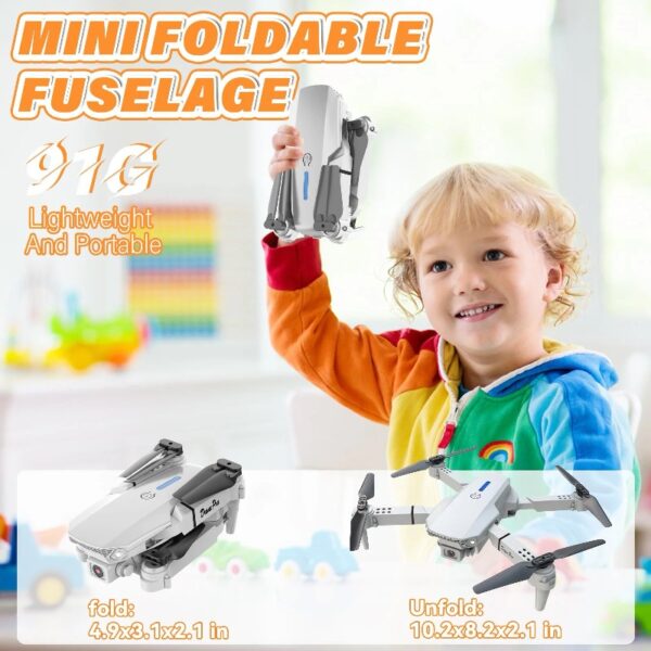 Drone with Dual 4K HD Cameras, FPV Foldable Drone for Kids Adults RC Quadcopter for Beginners with 2 Batteries and Carrying Case, Gray
