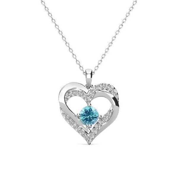 Forever March Birthstone 18k White Gold Plated Women's Necklace, Swarovski Crystals