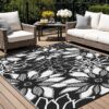 6'x 9' Outdoor Rug Plastic Waterproof Outside Foldable Mat UV Resistant Patio RV Deck Carpet,Black Brown