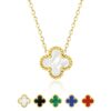 White Flower Pendant Necklace in Yellow Gold Plated