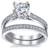 Womens 1.25Ct Wedding Engagement Ring Set Sterling Silver 925 Round Cubic Zirconia