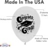 PMU Graduation Balloons 11 Inch PartyTex Premium Emerald Green with All-Over Print White Grad Caps-Confetti and Streamers Pkg/100
