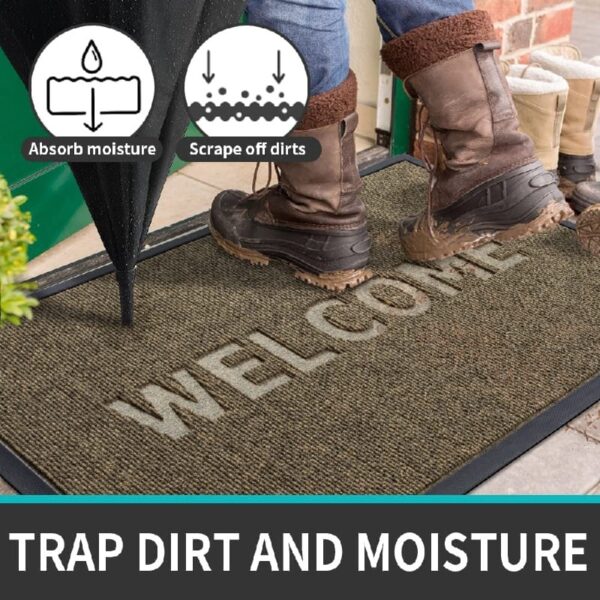 Front Door Mat Indoor and Outdoor Welcome Mat Rubber Backing Entrance Mat Easy Clean Patio Mat Heavy Duty Entryway Doormat for Front Back Doors, Laundry Rooms, Mudrooms 24''x35.4'' Brown