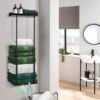 Livhil Wall Towel Rack for Rolled Towels, New Upgrade Towel Racks for Bathroom Wall Mounted, Bathroom Bar Towel Storage, Metal Bath Towel Holder for Folded Large Towel Washcloths, Black