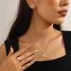 Women Heart Jewelry Set Necklace Earrings Ring 925 Sterling Silver February Birthstone Amethyst Wife Mother Birthday Valentine's Day Gift