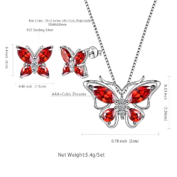 Purple Butterfly Jewelry Amethyst February Birthstone Jewelry Set Fine Necklace/Earrings 925 Sterling Silver Women Birthday Mother's Day Gifts