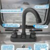 Bathroom Faucet 4inch 2 Handles Centerset Suit for 2 or 3 Mounting Holes, Lavatory Hot and Cold Mixer Tap, Mattle Black