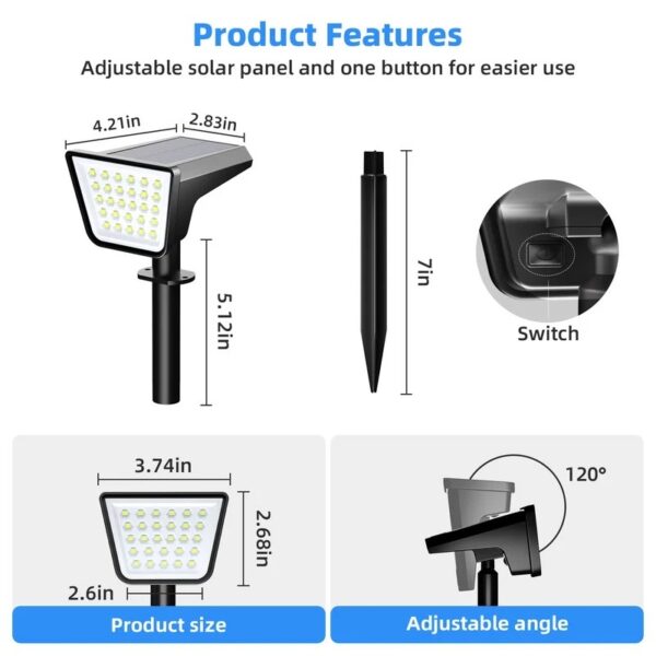 Solar Lights Outdoor, 4 Pack Waterproof LED Lights for Outdoor Decor Yard Garden Landscape Pathway