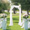 Garfans 7.9FT Wedding Arch  for Birthday Decoration Round Backdrop Stand Circle Balloon Arch Frame Halloween Christmas Parties Garland Stand White