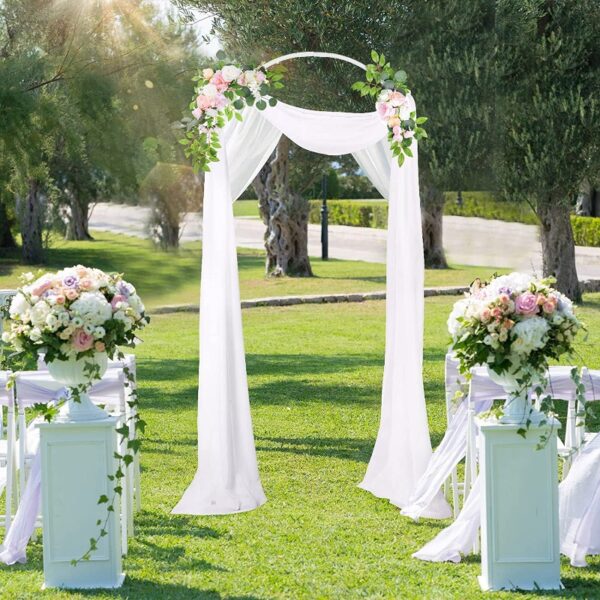 Garfans 7.9FT Wedding Arch  for Birthday Decoration Round Backdrop Stand Circle Balloon Arch Frame Halloween Christmas Parties Garland Stand White
