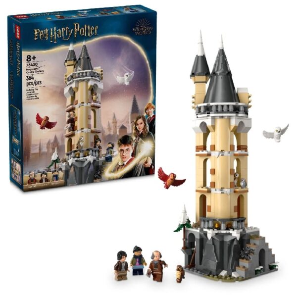 Harry Potter Hogwarts Castle Owlery Toy, Wizarding World Fantasy Toy for Girls and Boys, Harry Potter Toy Playset with 3 Characters, Birthday Gift Idea for Kids Ages 8 and Up, 76430