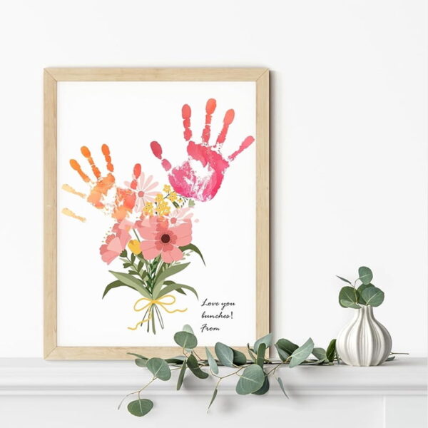 Handprints Flowers And Pumpkins Festival Posters Christmas Mother's Day Canvas Painting For Mom Or Grandparents Home Decor Gift