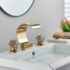 Widespread Bathroom Basin Faucet Crystal Handle Sink Mixer Tap Chrome Finish