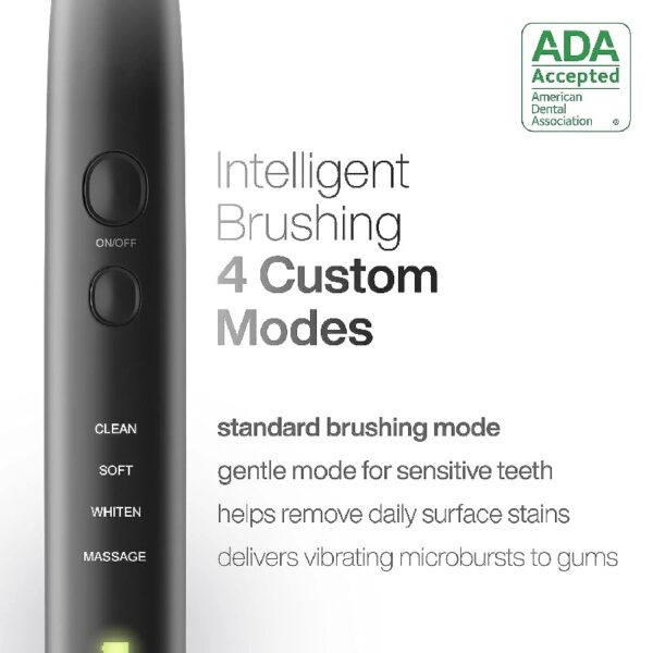 Black Series Electric Toothbrush - Rechargeable, 4 Modes, Travel Case, 8 Brush Heads