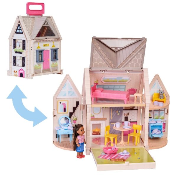 Tote-ables™ Portable Cottage Dollhouse with Doll Included, Storage, 30 Accessories