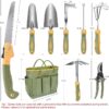 Garden Tool Set, 9 Piece Stainless Steel Rust-Proof Heavy Duty Gardening Tools with Non-Slip Rubber Handle, Durable Garden Tool Bag, Ideal Gardening Gifts for Women and Men