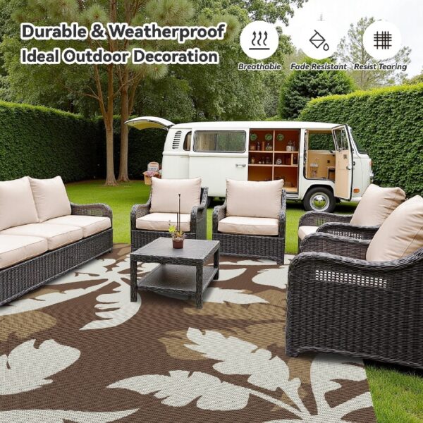 Outdoor Rug Carpet 5'x8' Waterproof Reversible Patio Rug Portable Indoor Outdoor Rug Plastic Straw Rug for Beach RV Camping Garden Picnic Deck Backyard Porch Decor Black