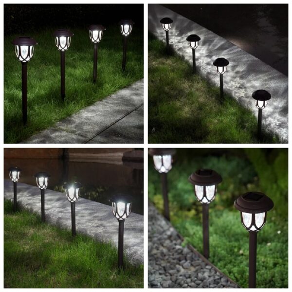 10 Pack Solar Lights Outdoor Decorative, Solar Pathway Lights Outdoor, Solar Powered Garden Yard Lights for Walkway Sidewalk Driveway. (Brown, Cool White)